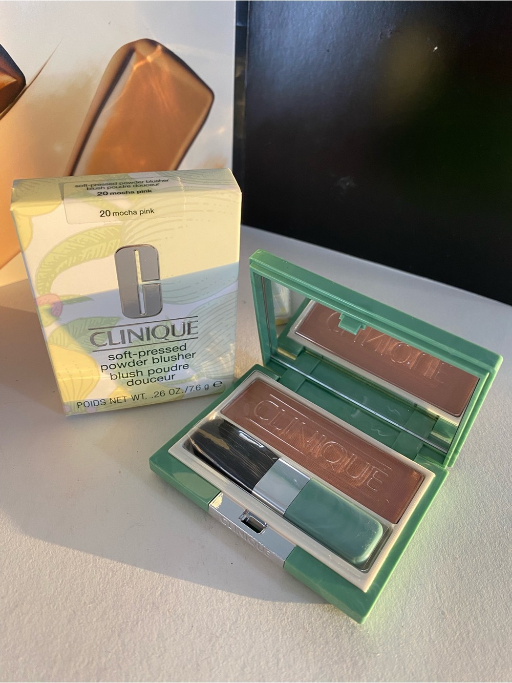 20 Mocha Pink~ Clinique Soft-Pressed Powder Blusher, 0.26 OZ / 7.6 g, New